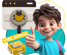 Тестирование & Vibe Debug. Охотники за багами - КИБЕРшкола программирования для детей, компьютерные курсы для школьников, начинающих и подростков - KIBERone г. Марьино